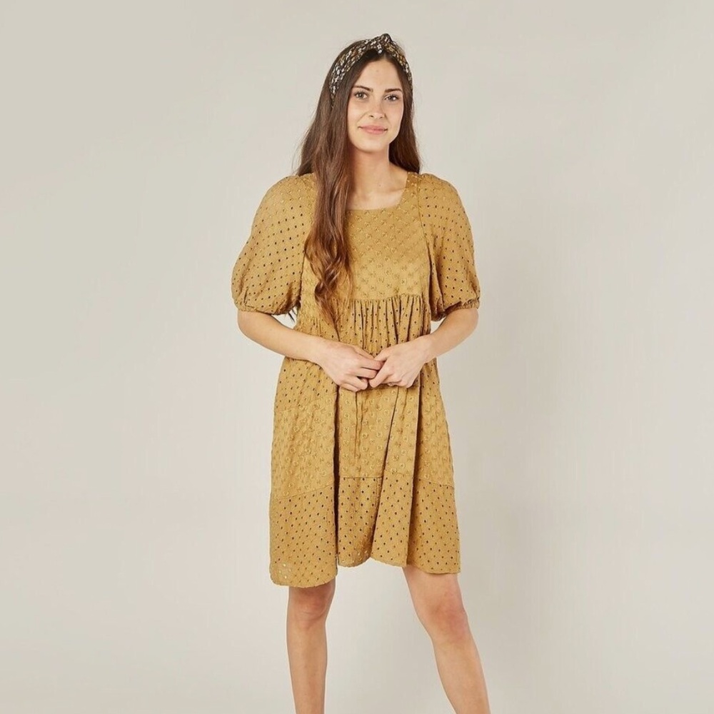 Rylee + Cru Woman's Gretta Baby Doll Dress Goldenrod Size L